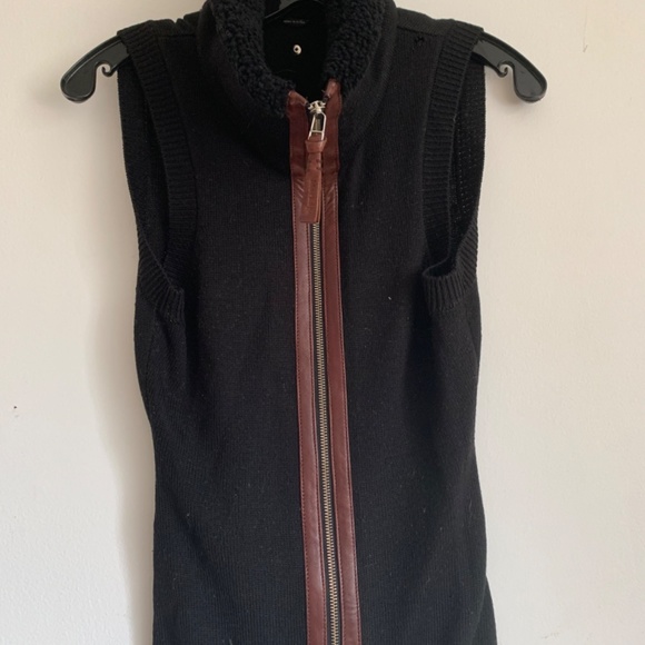 Mackage leather moto jacket with wool vest insert - Picture 3 of 6